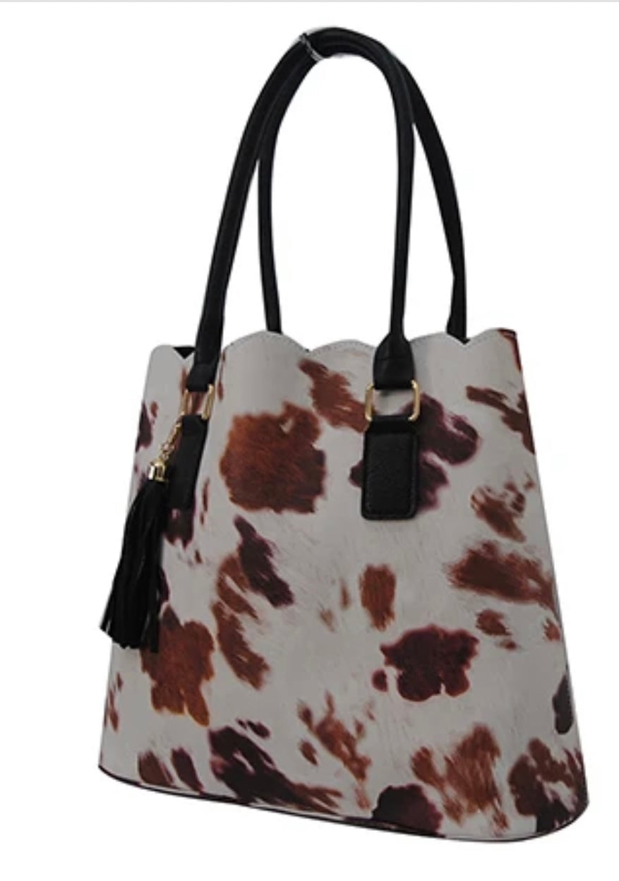 Cow Print Faux Leather Fashion Purse