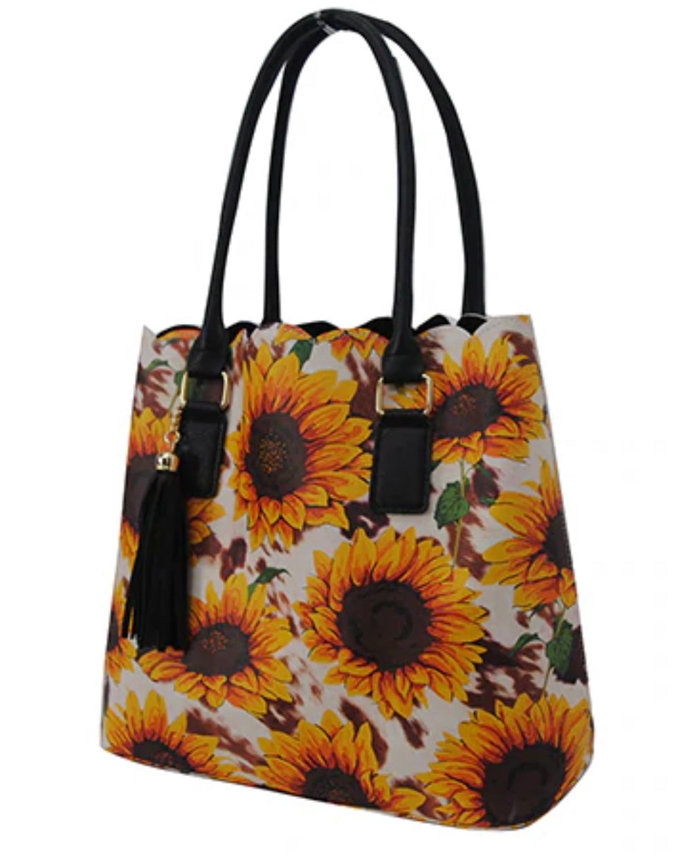 New!!!! Sunflowers and cow print faux leather purse