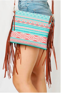 Summer Blue Mesa Fringe Crossbody