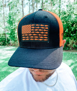 Orange and Black Sword Fish ball cap