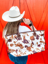 Load image into Gallery viewer, Cow print weekender bag
