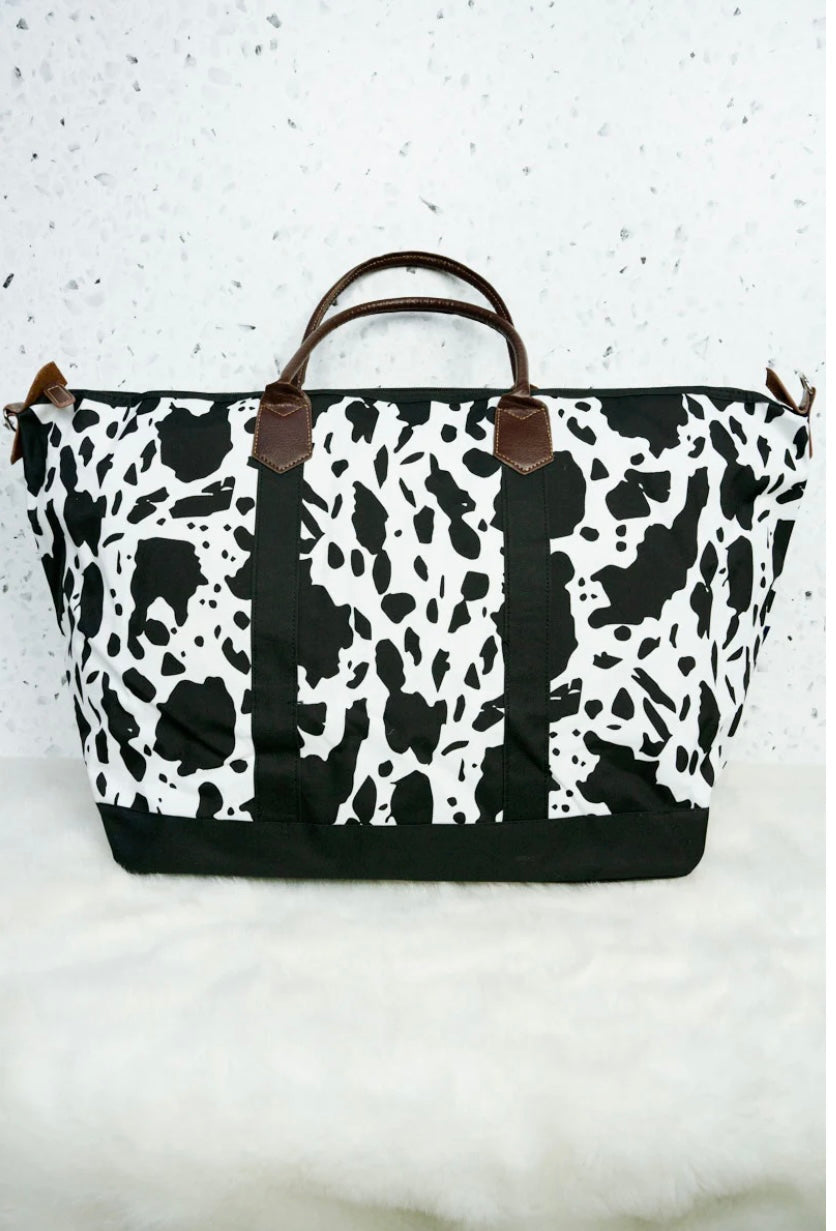 Large Black and White Cow Weekender