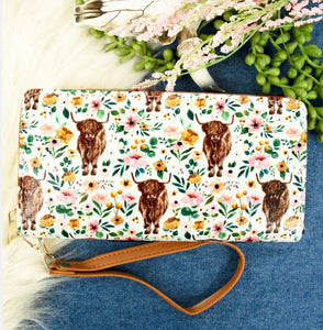 Highland cow white wallet